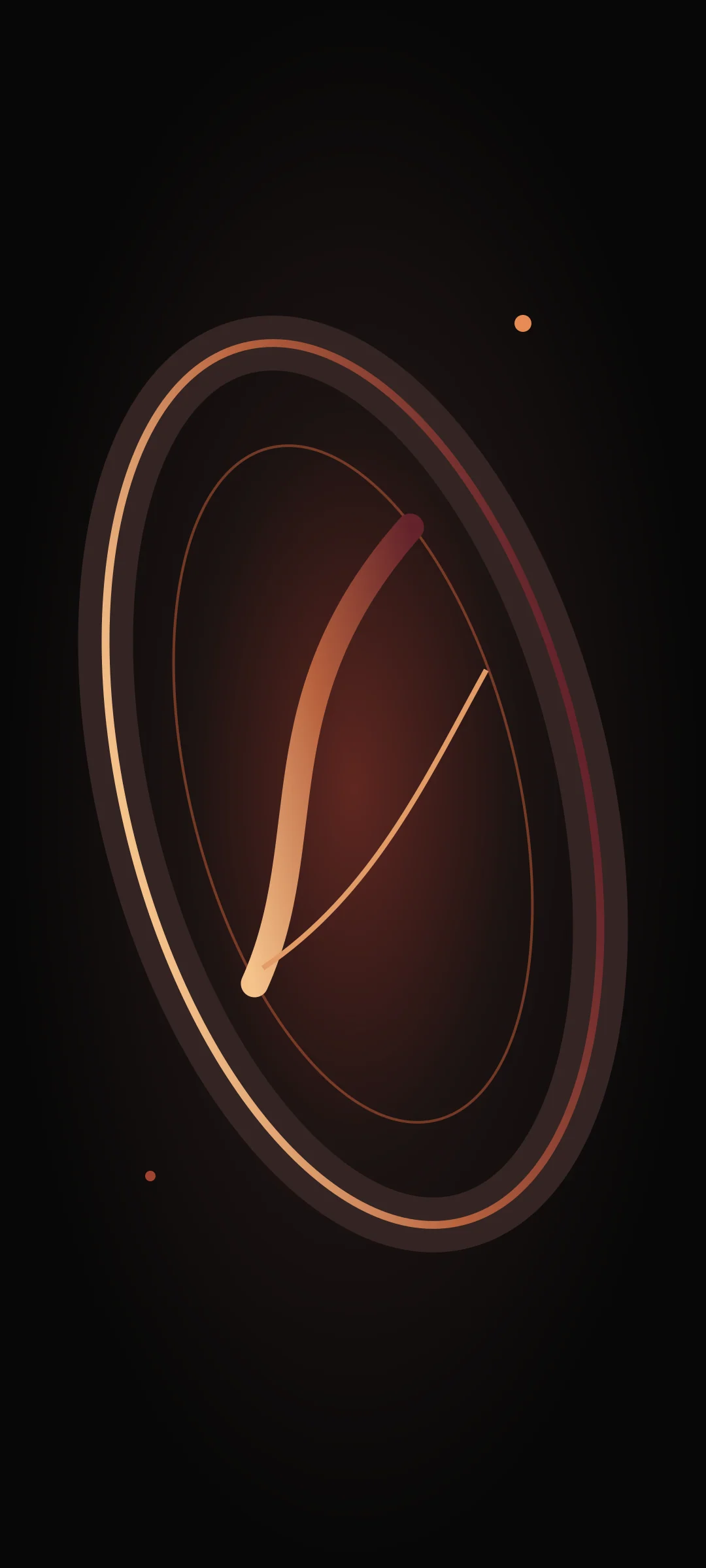 Fine copper orbital lines over a deep ash and burgundy background