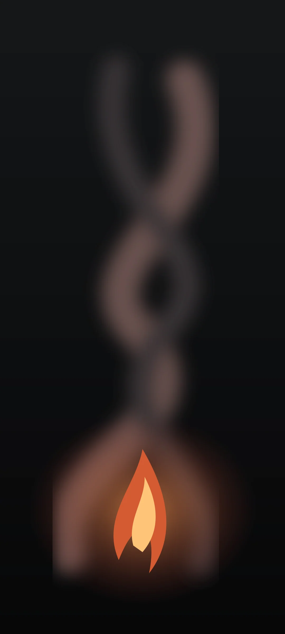 Soft ash trails rising above a small orange glow on a dark mobile wallpaper
